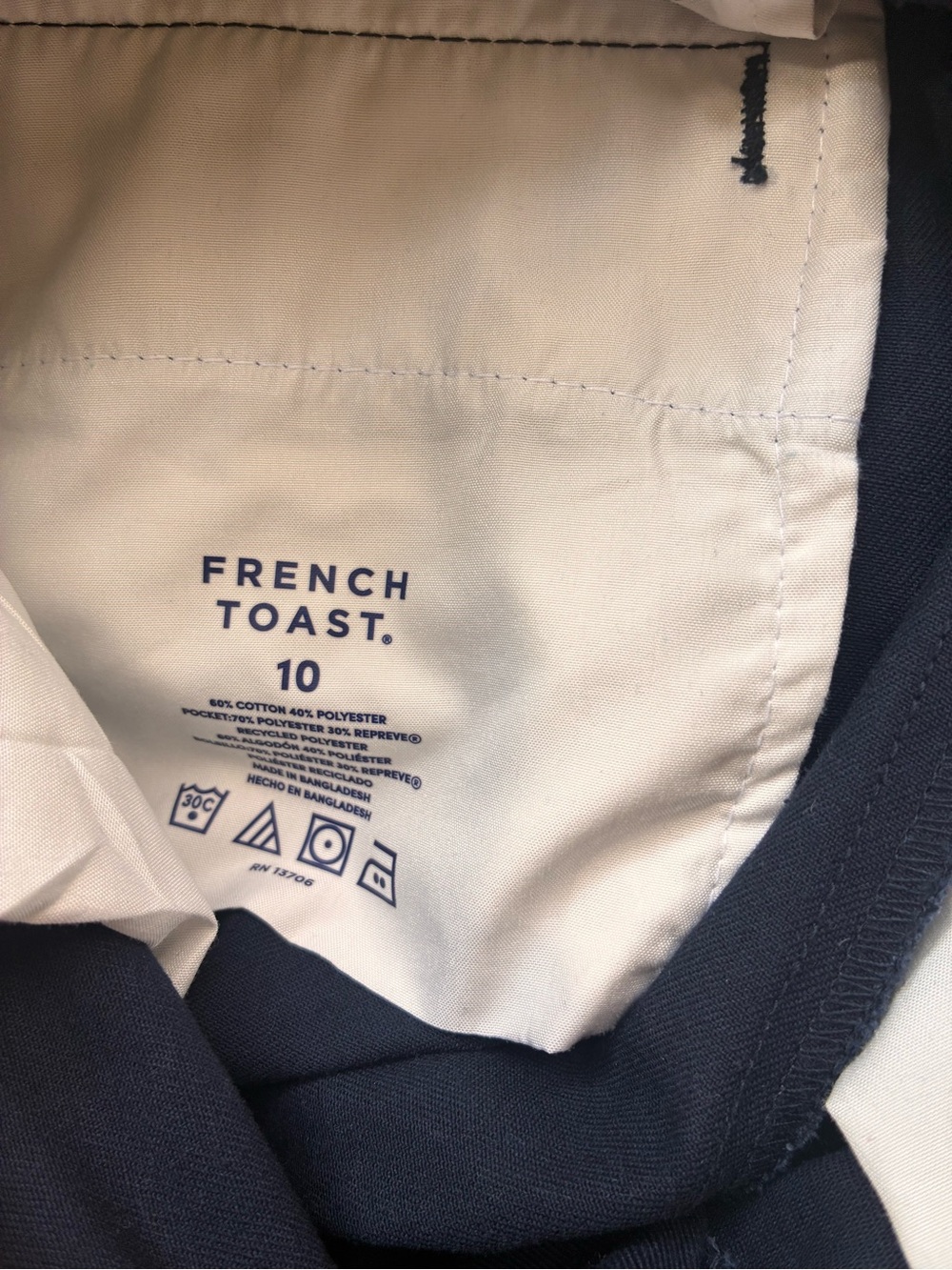 Boy’s French Toast Navy Slim Straight Pants Uniform Slacks Size 10 - Picture 6 of 6